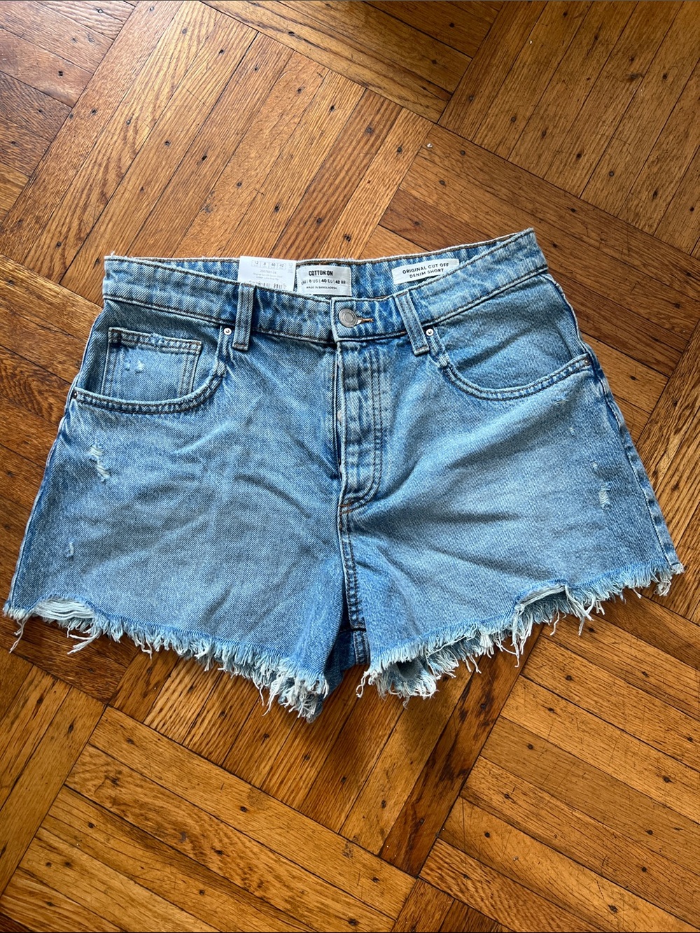 Cotton On Light Blue Distressed Denim Shorts size 8